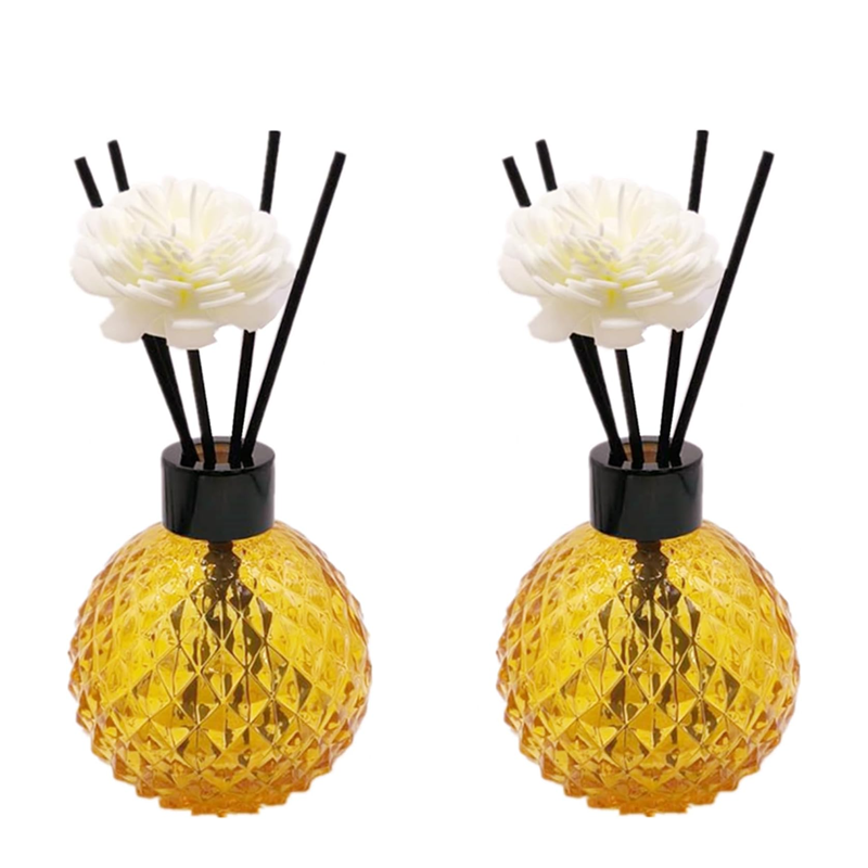 2-pack, 200ml/6.7oz Empty Perfume Bottles with Black Reed Diffusers, Refillable