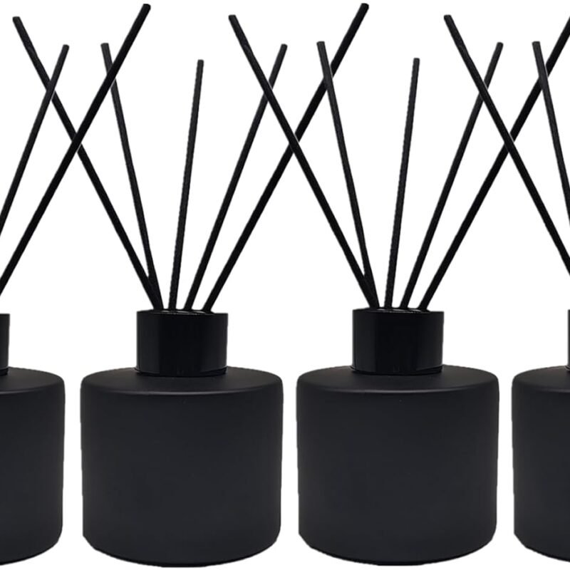 4-Pack Diffuser Bottles with Black Reeds, 100ml Diffuser Replacement Containers