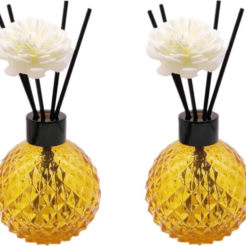 2-pack, 200ml/6.7oz Empty Perfume Bottles with Black Reed Diffusers, Refillable