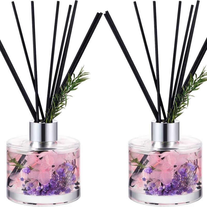 2-Piece Set Reed Diffuser Set Floral Essential Oil Diffuser Sticks with Refillable Bottles